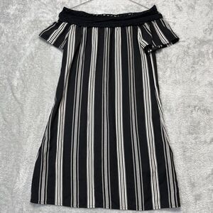 Candie's Dress Women's XS Mini Off The Shoulder Pockets Striped Lace Whimsygoth